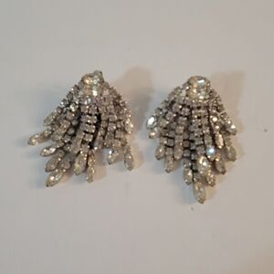 Hattie Carnegie 1960s Rhinestone Cluster Earrings Vintage